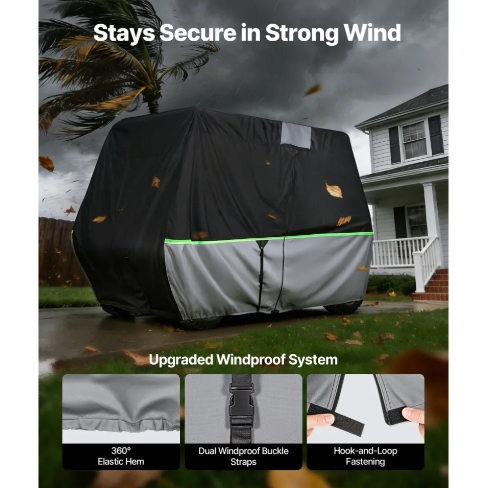 VEVOR Golf Cart Cover, Full Coverage 2+2/4 Passenger Golf Cart, 600D Waterproof Oxford Fabric Club Car Cover Fits Most Carts Club Car, Yamaha, EZGO, Honda, PU Coating & Three Zipper Doors
