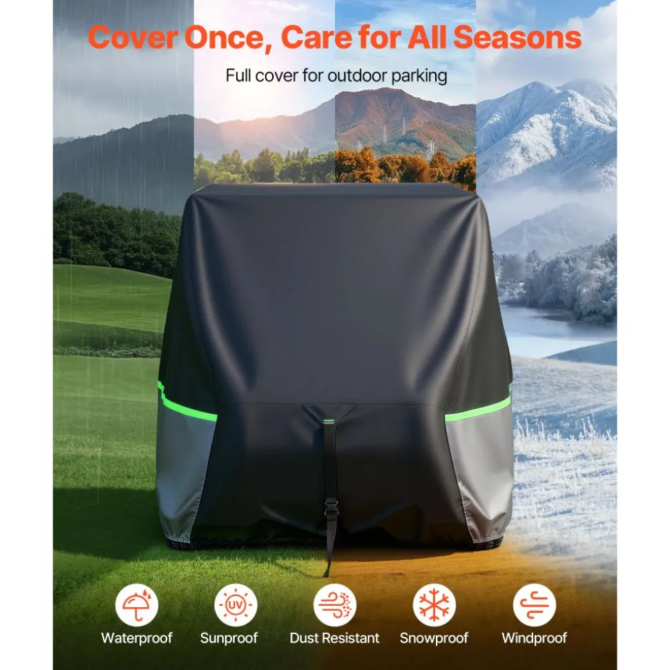 VEVOR Golf Cart Cover, Full Coverage 2+2/4 Passenger Golf Cart, 600D Waterproof Oxford Fabric Club Car Cover Fits Most Carts Club Car, Yamaha, EZGO, Honda, PU Coating & Three Zipper Doors