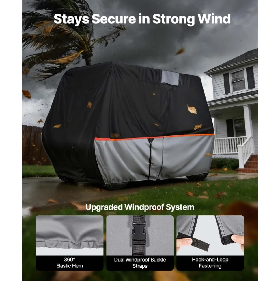 VEVOR Golf Cart Cover, Full Coverage 2+2/4 Passenger Golf Cart, 420D Waterproof Oxford Fabric Club Car Cover Fits Most Carts Club Car, Yamaha, EZGO, Honda, Silver-Coated Layer & Three Zipper Doors