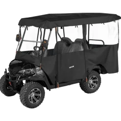 VEVOR Golf Cart Cover, Visible Full-Enclosure 2+2/4 Passenger Golf Cart, 420D Waterproof Oxford Fabric Club Car Cover Fits Most Carts Club Car, Yamaha, EZGO, Honda, PVC Coating & Windproof Hook Design