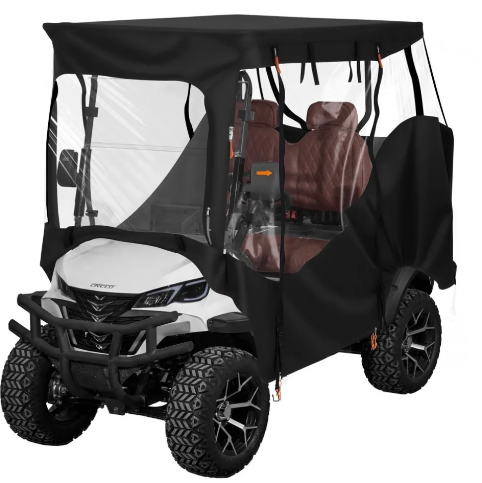 VEVOR Golf Cart Cover, Visible Full-Enclosure 2&2+2 Passenger Golf Cart, 600D Waterproof Oxford Fabric Club Car Cover Fits Most Carts Club Car, Yamaha, EZGO, Honda, PVC Coating & Windproof Hook Design