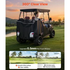 VEVOR Golf Cart Cover, Visible Full-Enclosure 2&2+2 Passenger Golf Cart, 420D Waterproof Oxford Fabric Club Car Cover Fits Most Carts Club Car, Yamaha, EZGO, Honda, PVC Coating & Windproof Hook Design