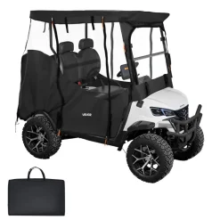 VEVOR Golf Cart Cover, Visible Full-Enclosure 2+2/4 Passenger Golf Cart, 600D Waterproof Oxford Fabric Club Car Cover Fits Most Carts Club Car, Yamaha, EZGO, Honda, PVC Coating & Windproof Hook Design