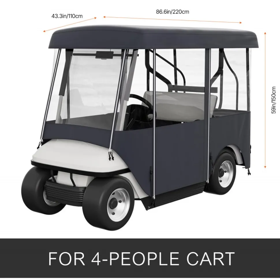 VEVOR Golf Cart Enclosure 86'', 4-Person Golf Cart Cover, 4-Sided Fairway Deluxe, 300D Waterproof Driving Enclosure with Transparent Windows, Fit for 4-Seat EZGO, Club Car, Yamaha Carts