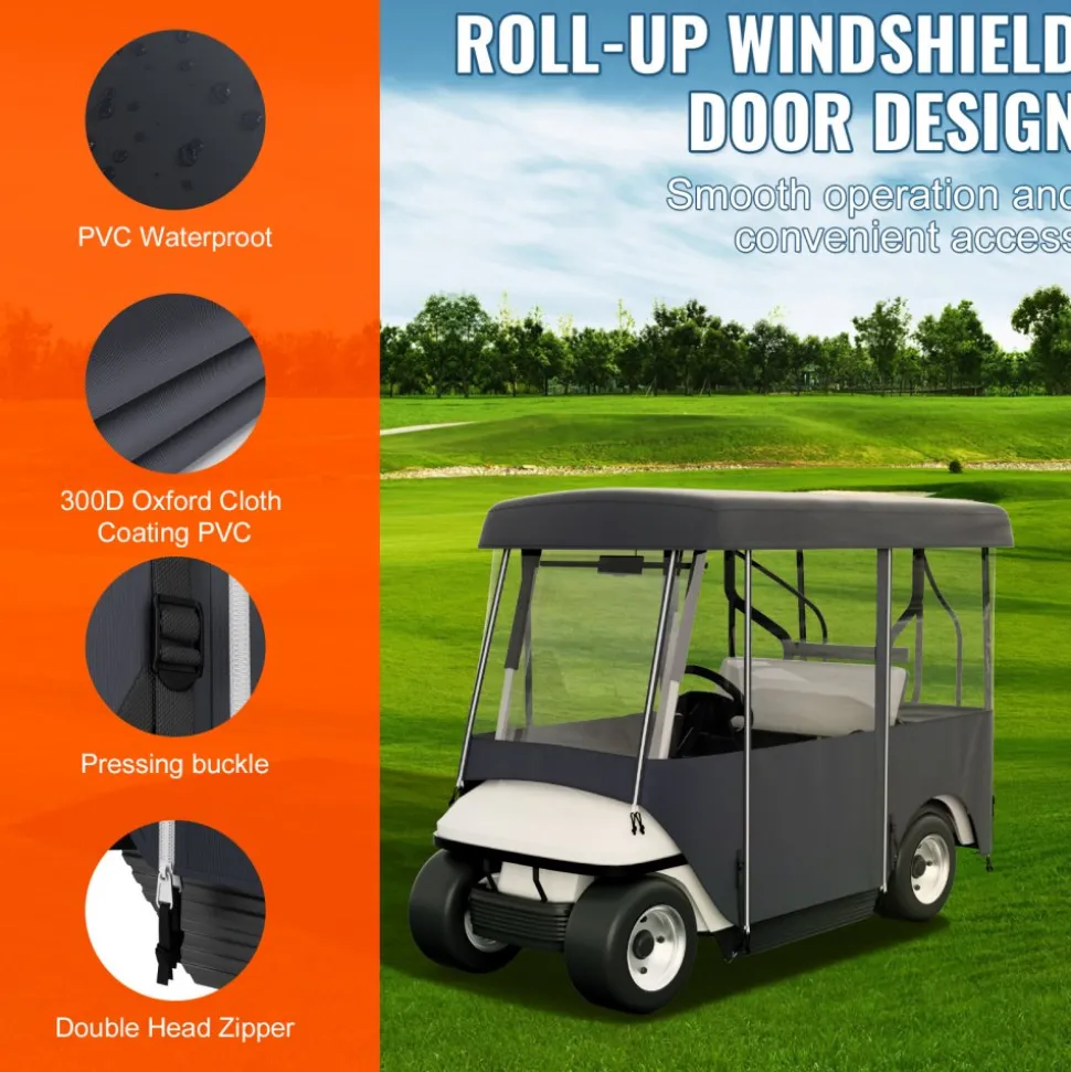 VEVOR Golf Cart Enclosure, Polyester Driving Enclosure, Club Car Covers Universal Fits for 2+2 Passenger Golf Carts, Sunproof and Dustproof Outdoor Cart Cover