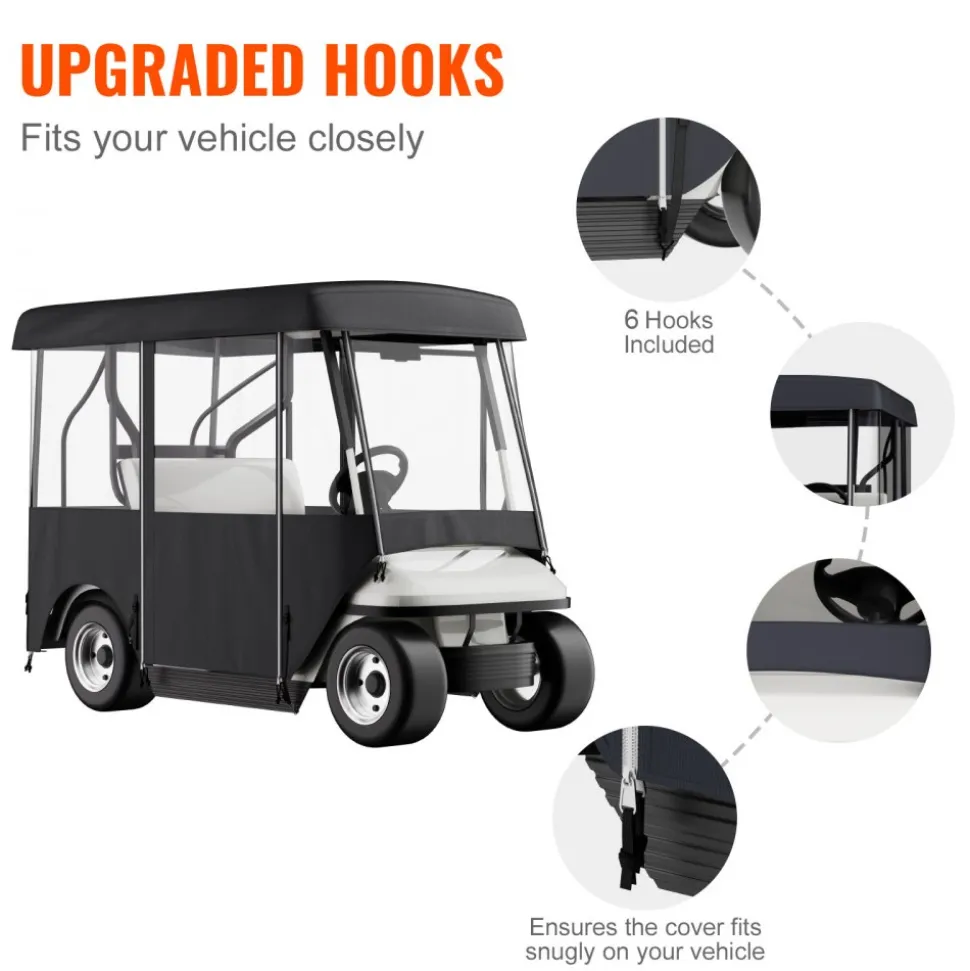 VEVOR Golf Cart Enclosure, Polyester Driving Enclosure, Club Car Covers Universal Fits for 2+2 Passenger Golf Carts, Sunproof and Dustproof Outdoor Cart Cover