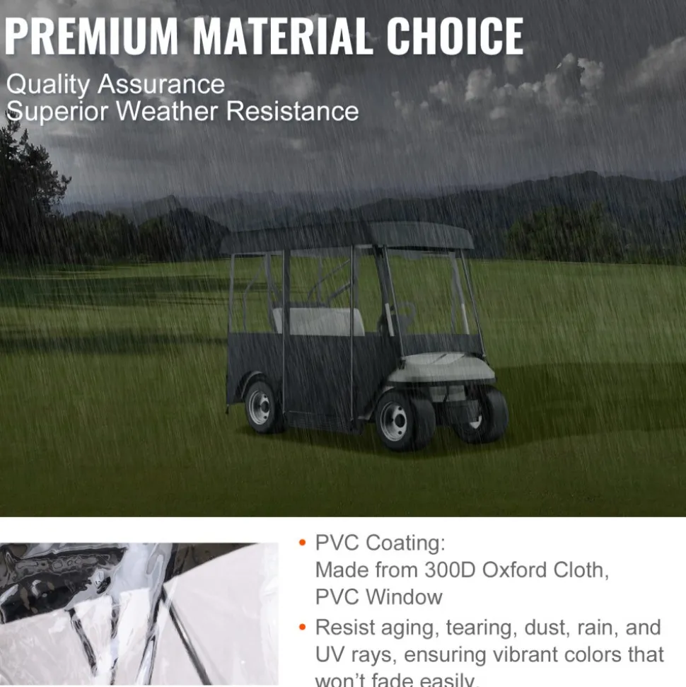 VEVOR Golf Cart Enclosure, Polyester Driving Enclosure, Club Car Covers Universal Fits for 2+2 Passenger Golf Carts, Sunproof and Dustproof Outdoor Cart Cover
