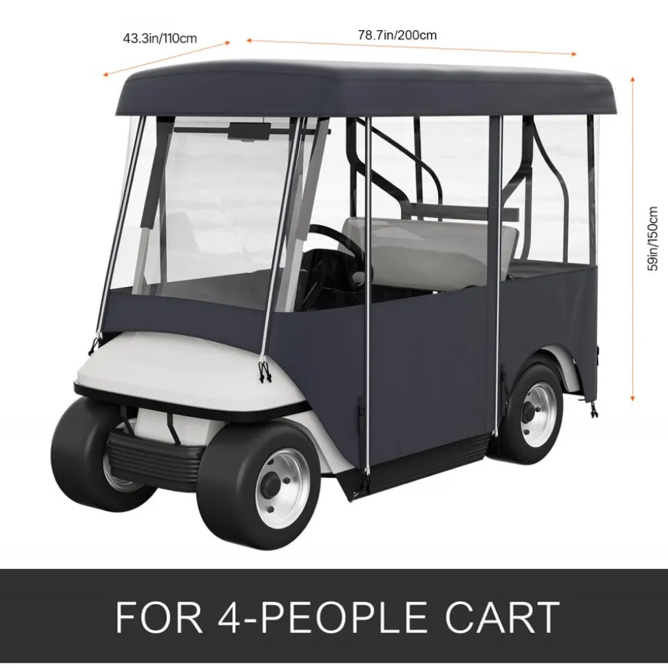 VEVOR Golf Cart Enclosure, Polyester Driving Enclosure, Club Car Covers Universal Fits for 2+2 Passenger Golf Carts, Sunproof and Dustproof Outdoor Cart Cover
