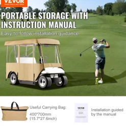 VEVOR Golf Cart Enclosure, with 4-Sided Fairway Deluxe, 300D Waterproof Driving Enclosure with Transparent Windows, Fit for 2+2 Seats Golf Carts (Roof Up to 78.7''L)