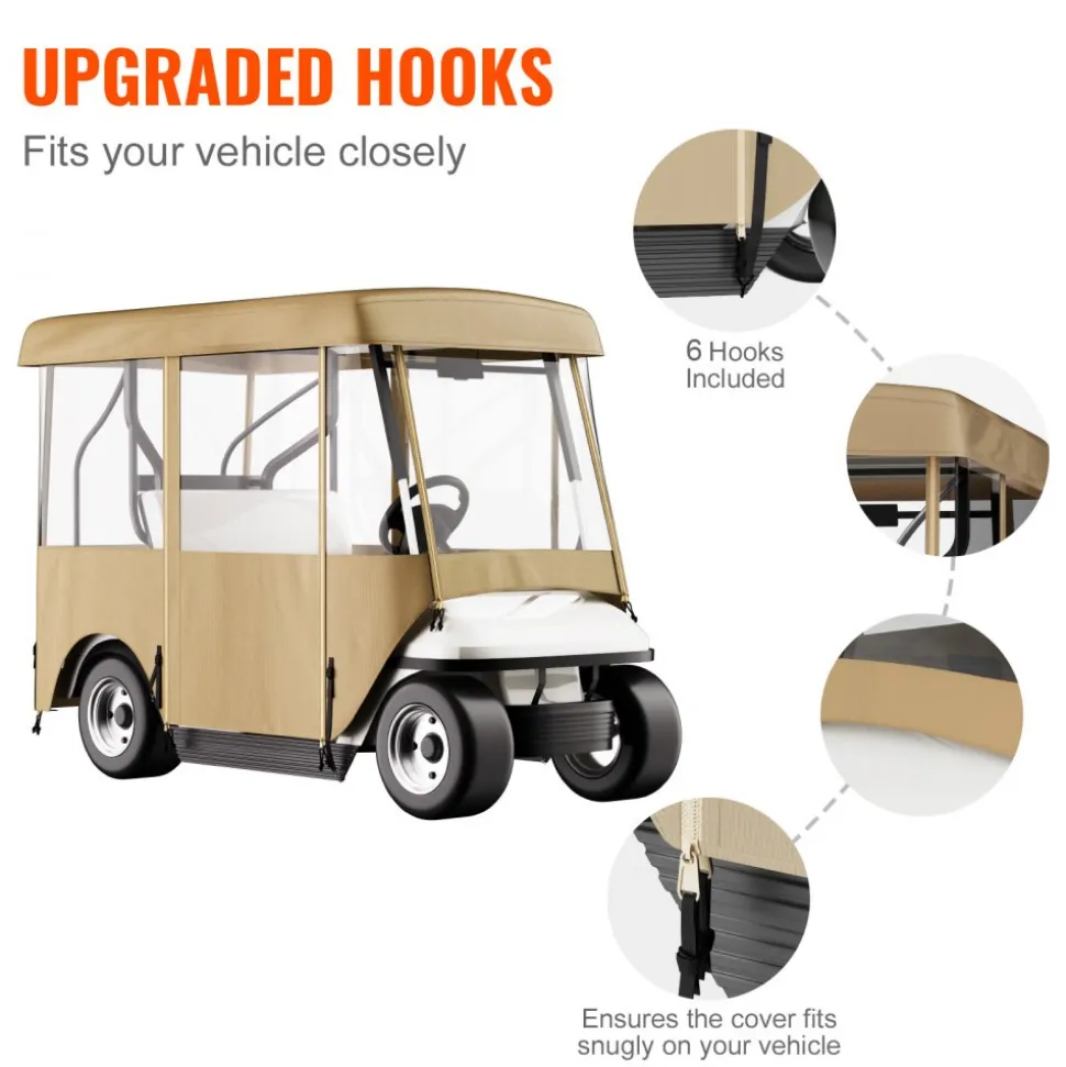 VEVOR Golf Cart Enclosure, with 4-Sided Fairway Deluxe, 300D Waterproof Driving Enclosure with Transparent Windows, Fit for 2+2 Seats Golf Carts (Roof Up to 78.7''L)