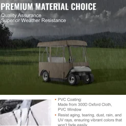 VEVOR Golf Cart Enclosure, with 4-Sided Fairway Deluxe, 300D Waterproof Driving Enclosure with Transparent Windows, Fit for 2+2 Seats Golf Carts (Roof Up to 78.7''L)