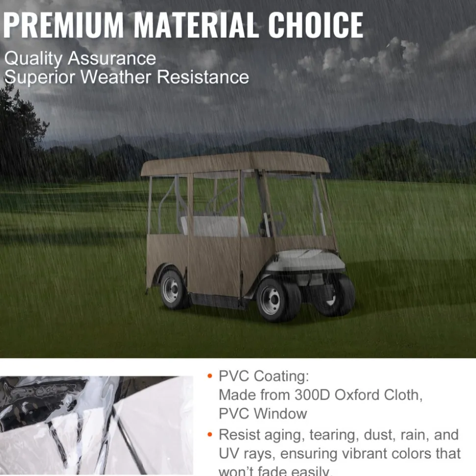VEVOR Golf Cart Enclosure, with 4-Sided Fairway Deluxe, 300D Waterproof Driving Enclosure with Transparent Windows, Fit for 2+2 Seats Golf Carts (Roof Up to 78.7''L)