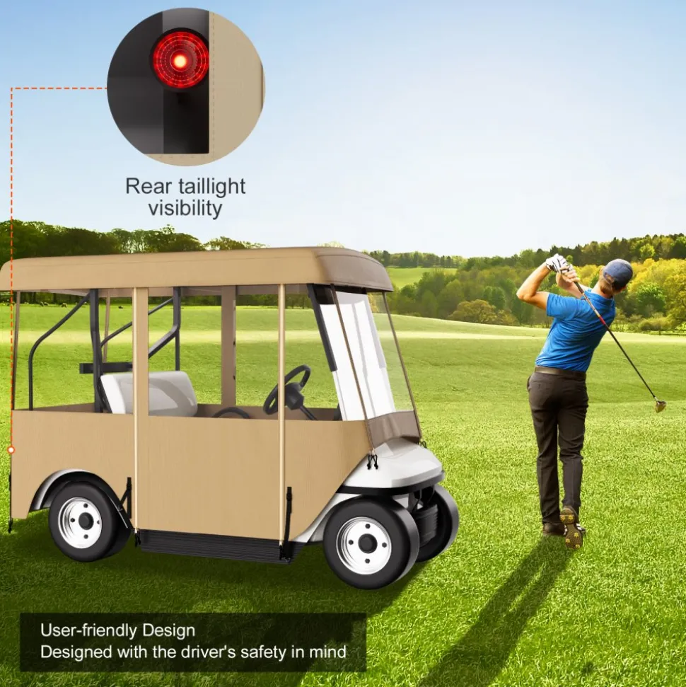 VEVOR Golf Cart Enclosure, with 4-Sided Fairway Deluxe, 300D Waterproof Driving Enclosure with Transparent Windows, Fit for 2+2 Seats Golf Carts (Roof Up to 78.7''L)