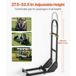 VEVOR Golf Cart Grab Bar, 17.7 x 9.3 x 35.6 Inch, Compatible with Most Golf Carts with Metal Footplates, No Modification Needed, 27.5 to 33.5 Inch Height Adjustable Carbon Steel Rear Seat Grab Bar