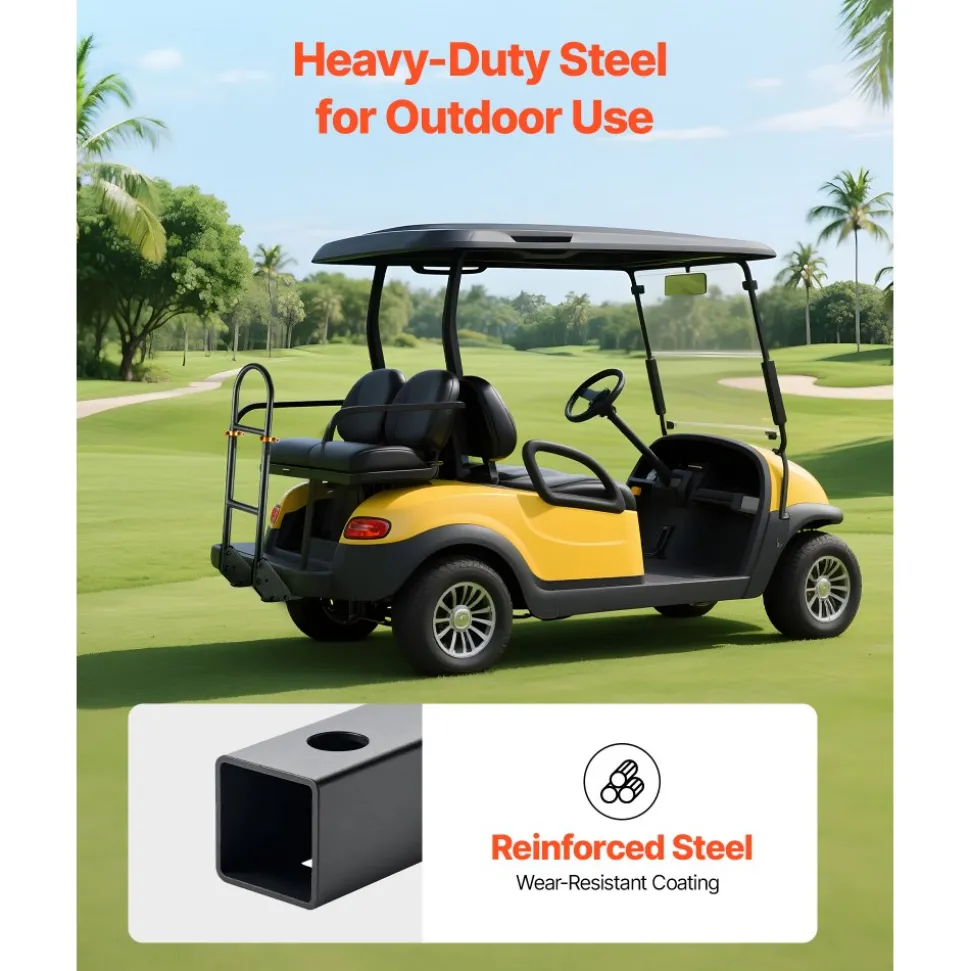VEVOR Golf Cart Grab Bar, 17.7 x 9.3 x 35.6 Inch, Compatible with Most Golf Carts with Metal Footplates, No Modification Needed, 27.5 to 33.5 Inch Height Adjustable Carbon Steel Rear Seat Grab Bar