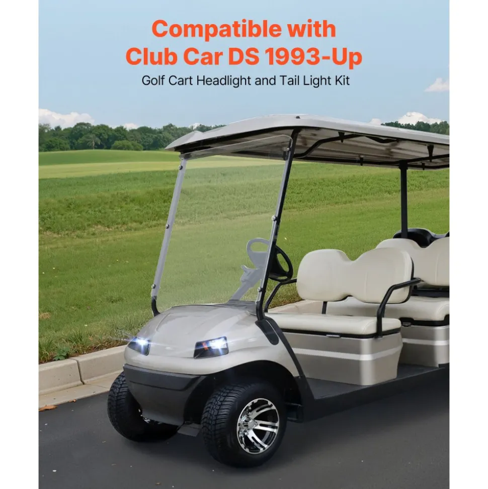 VEVOR Golf Cart Light Kit, 12V, LED Headlight and Taillight Kit with Wiring Harness, Switch, Zip Ties, ABS Housing, High-Brightness, Waterproof and Dustproof, Suitable for Club Car DS 1993-Up Models