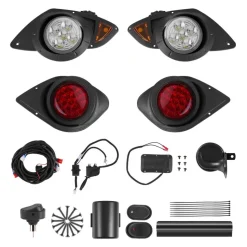 VEVOR Golf Cart Light Kit, 12 Volt, Street Legal LED Headlight and Taillight Kit with Wiring Harness, Turn Signals, Hazard Light, Switch Horn, Brake Pad, Zip Ties, ABS Housing, for Yamaha G29 2007-Up