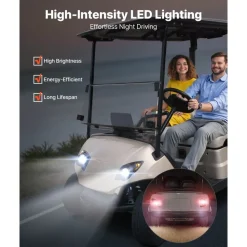 VEVOR Golf Cart Light Kit, 12 Volt, Street Legal LED Headlight and Taillight Kit with Wiring Harness, Turn Signals, Hazard Light, Switch Horn, Brake Pad, Zip Ties, ABS Housing, for Yamaha G29 2007-Up