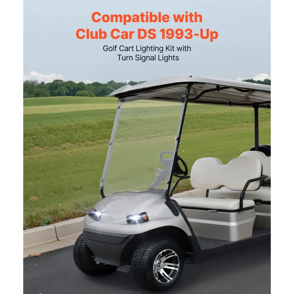VEVOR Golf Cart Light Kit, 12 Volt, LED Headlight and Tail Light Kit with Wiring Harness, Switch, Zip Ties, ABS Housing, High-Brightness, Waterproof and Dustproof, Fit for EZGO TXT 1996-2013 Models