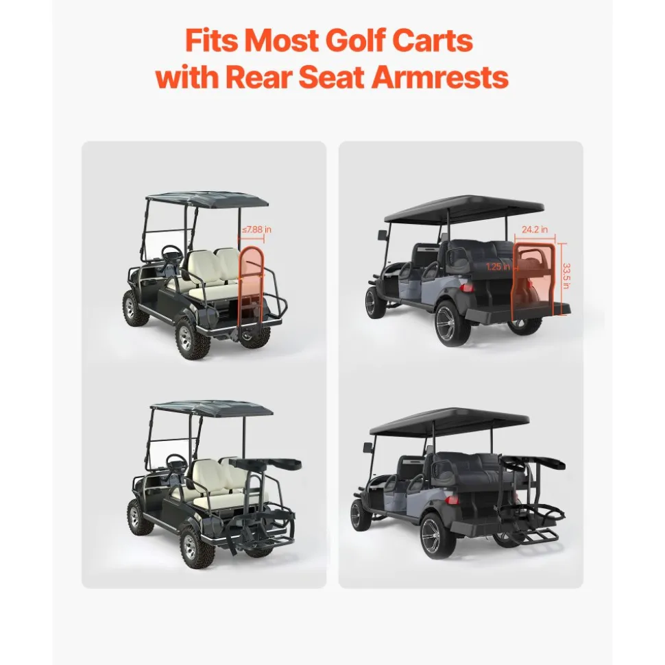 VEVOR Golf Cart Rear Seat Bag Holder, 27.8 x 16.1 x 30.9 inch, Compatible with Most Golf Carts with Rear Seat Grab Bar, Space-Saving Carbon Steel Bag Holder Bracket, No-Drilling Installation, Black