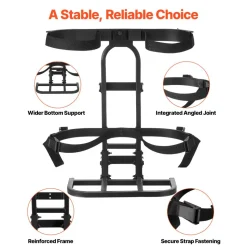 VEVOR Golf Cart Rear Seat Bag Holder, 27.8 x 16.1 x 30.9 inch, Compatible with Most Golf Carts with Rear Seat Grab Bar, Space-Saving Carbon Steel Bag Holder Bracket, No-Drilling Installation, Black