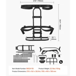 VEVOR Golf Cart Rear Seat Bag Holder, 27.8 x 16.1 x 30.9 inch, Compatible with Most Golf Carts with Rear Seat Grab Bar, Space-Saving Carbon Steel Bag Holder Bracket, No-Drilling Installation, Black