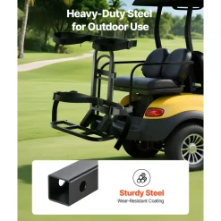 VEVOR Golf Cart Rear Seat Bag Holder, 27.8 x 16.1 x 30.9 inch, Compatible with Most Golf Carts with Rear Seat Grab Bar, Space-Saving Carbon Steel Bag Holder Bracket, No-Drilling Installation, Black
