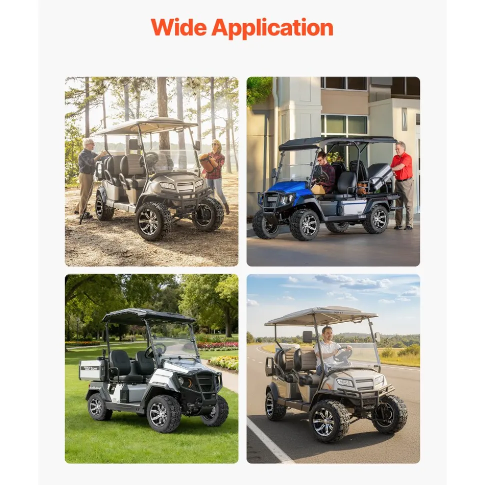 VEVOR Golf Cart Wheels, 12" 20x10-12 Black Aluminum Alloy Golf Cart Tires and Wheels Combo (Set of 4) Fit Club Car, EZGO, Yamaha, 4 Ply Rubber 4-Lug Lawn Mower Tires & Rims, 800 lbs Load, All-Terrain