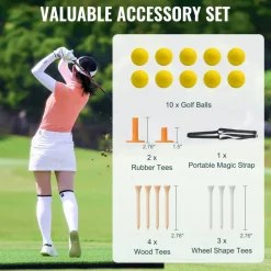 VEVOR Golf Hitting Mat, 5x4ft Artificial Turf Golf Hitting Mat, Golf Hitting Training Aids with 10 Golf Balls, 9 Golf Tees, Golf Practice Hitting Mat for Backyard Driving Indoor Outdoor Training