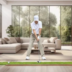 VEVOR Golf Putting Mat, 2 Hole Indoor Golf Putting Green, Wrinkle-Free Golf Training Aid, Mini Golf Set with Auto-Ball Return, Alignment Guide, 3 Ball, Wood Base, Game Practice Gift for Home Office
