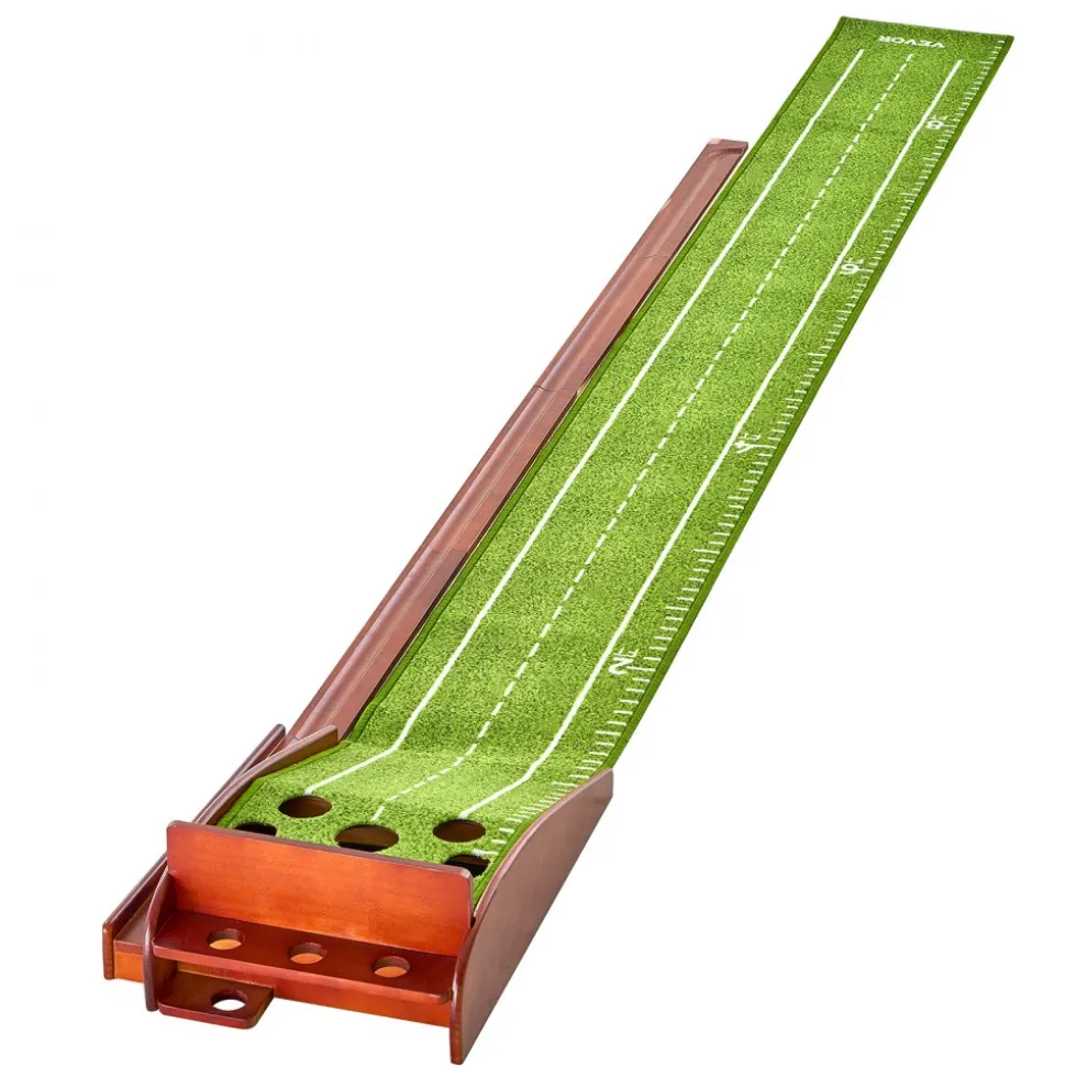 VEVOR Golf Putting Mat, 5 Hole Indoor Golf Putting Green, Wrinkle-Free Golf Training Aid, Mini Golf Set with Auto-Ball Return, Alignment Guide, 3 Ball, Wood Base, Game Practice Gift for Home Offic
