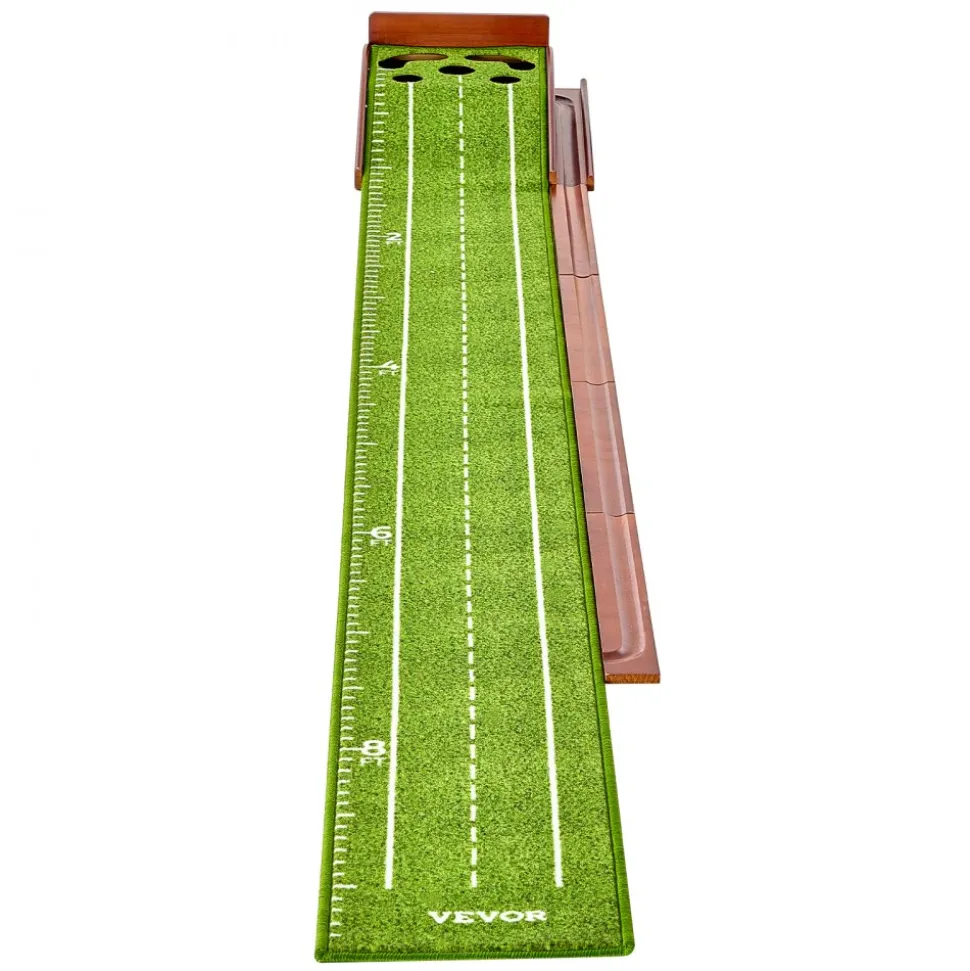 VEVOR Golf Putting Mat, 5 Hole Indoor Golf Putting Green, Wrinkle-Free Golf Training Aid, Mini Golf Set with Auto-Ball Return, Alignment Guide, 3 Ball, Wood Base, Game Practice Gift for Home Offic
