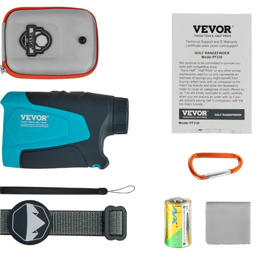VEVOR Golf Rangefinder, 900 Yards Laser Golfing Hunting Range Finder, 6X Magnification Distance Measuring, Golfing Accessory with External Magnet Mount, High-Precision Flag Lock, Slope, and Batteries