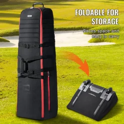 VEVOR Golf Travel Bag, Outdoors Soft-Sided Golf Travel Cover Case, Heavy Duty 1000D Nylon Wear-Resistant, Padded Golf Luggage Case Cover with Wheels, Foldable Golf Club Storage Bag for Airlines