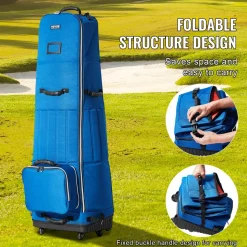 VEVOR Golf Travel Bag, Outdoors Soft-Sided Golf Travel Cover, Heavy Duty 1200D Polyester Oxford Wear-Resistant Waterproof, Padded Luggage Case with Wheels, Foldable Golf Club Storage Bag for Airline