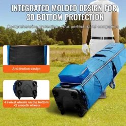 VEVOR Golf Travel Bag, Outdoors Soft-Sided Golf Travel Cover, Heavy Duty 1200D Polyester Oxford Wear-Resistant Waterproof, Padded Luggage Case with Wheels, Foldable Golf Club Storage Bag for Airline