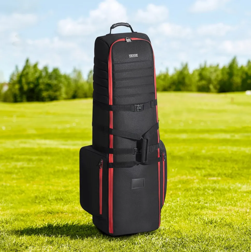 VEVOR Golf Travel Bag, Outdoors Soft-Sided Golf Travel Cover, Heavy Duty 1800D Polyester Oxford Wear-Resistant Waterproof, Padded Luggage Case with Wheels, Foldable Golf Club Storage Bag for Airline