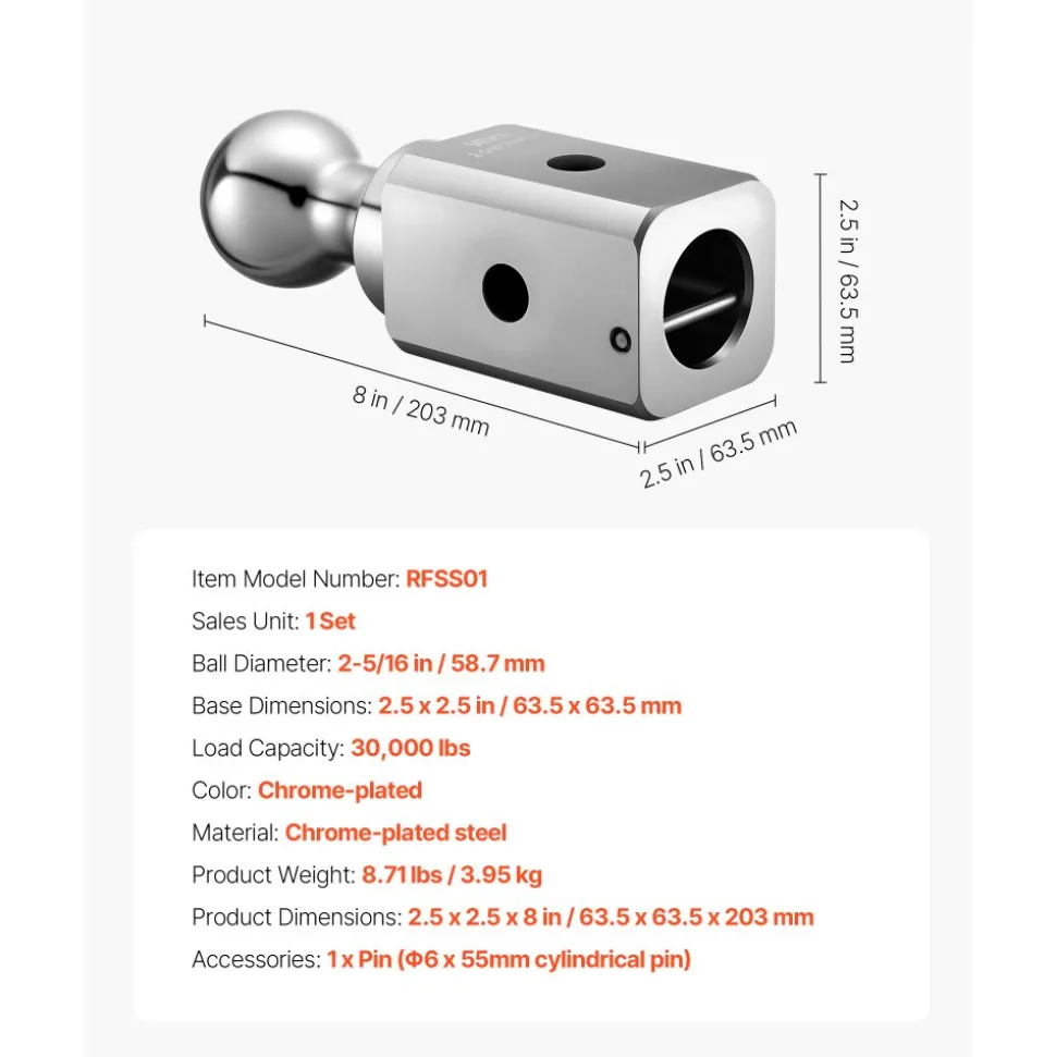 VEVOR Gooseneck Ball Hitch, Compatible with 2-5/16 Inch Hitch Replacement Ball, Gooseneck Trailer Hitch Up to 30,000 lbs Load Capacity, Fit Off-road Rescue, RV Towing & Industrial Equipment Transport