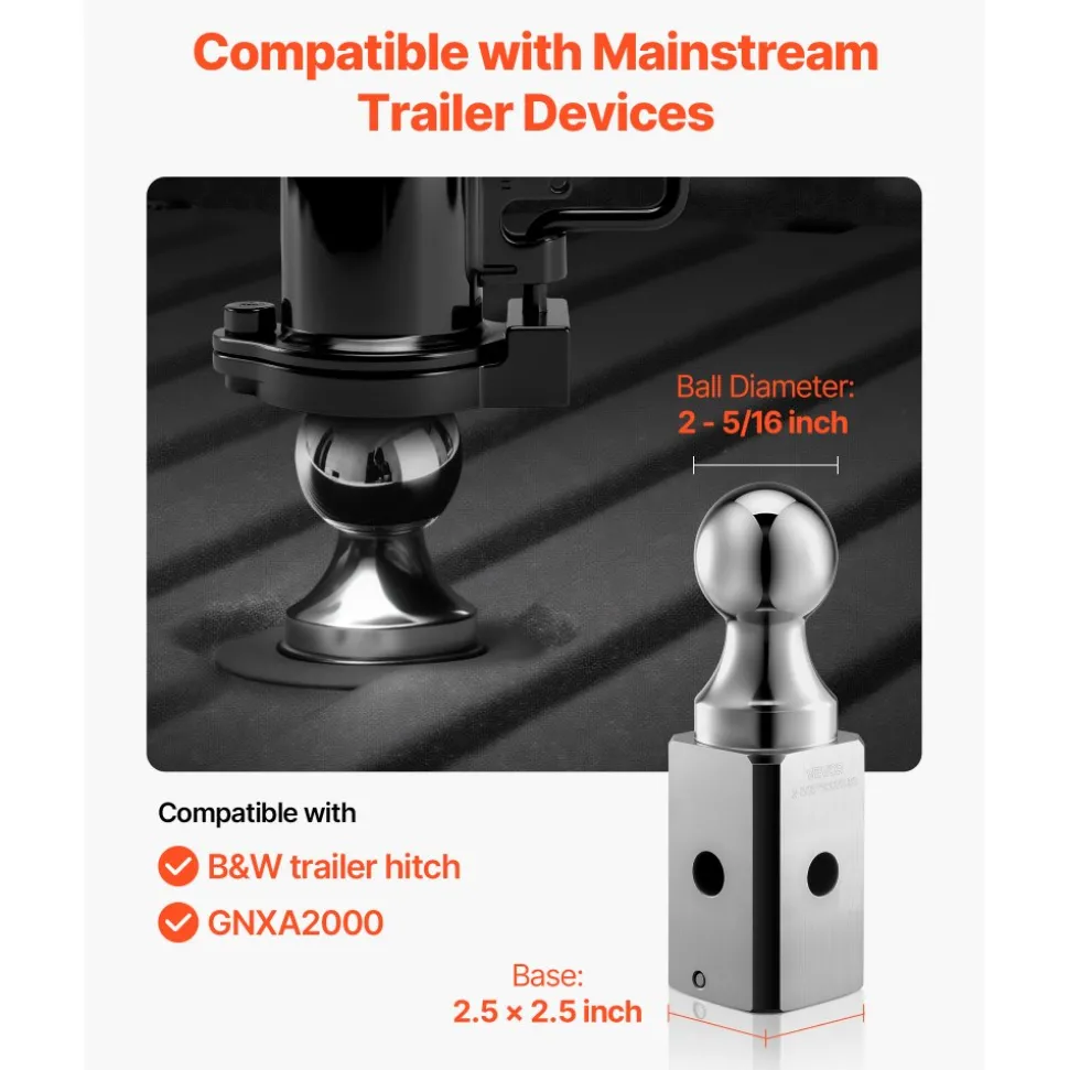 VEVOR Gooseneck Ball Hitch, Compatible with 2-5/16 Inch Hitch Replacement Ball, Gooseneck Trailer Hitch Up to 30,000 lbs Load Capacity, Fit Off-road Rescue, RV Towing & Industrial Equipment Transport