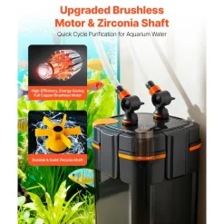 VEVOR 162.7GPH Canister Filter, 3-Stage External Aquarium Filter with Powerful Pump, Water Circulation Cleaning Machine with Media for Large Fish Tanks and Aquariums Up to 100 Gallons, for Freshwater