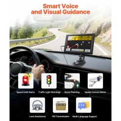 VEVOR GPS Navigator for Car, 9 inch Touch Screen 16GB GPS Navigation System with Built-in Dash Cam, Voice Turn-by-Turn Guidance, Speed and Red Light Warning, Custom Truck Routing, for Car Truck RV