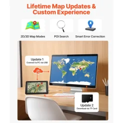 VEVOR GPS Navigator for Car, 9 inch Touch Screen 16GB GPS Navigation System with Built-in Dash Cam, Voice Turn-by-Turn Guidance, Speed and Red Light Warning, Custom Truck Routing, for Car Truck RV