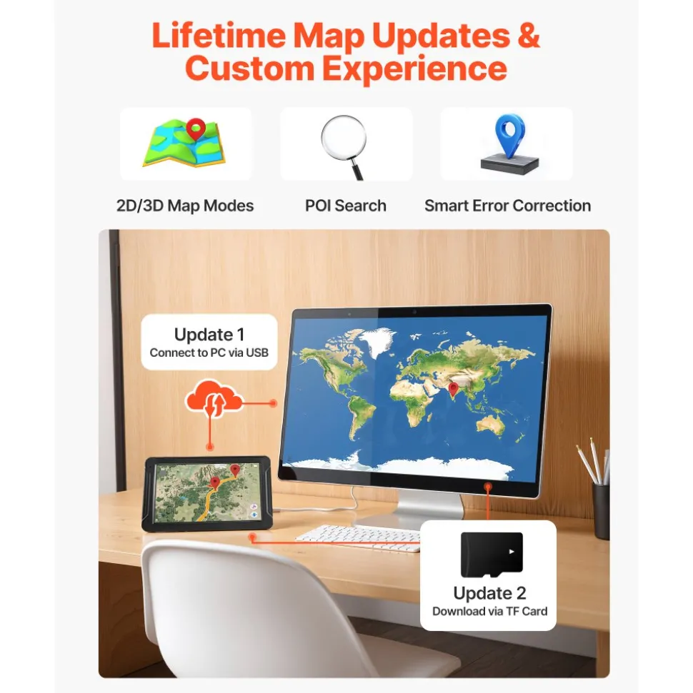 VEVOR GPS Navigator for Car, 9 inch Touch Screen 16GB GPS Navigation System with Built-in Dash Cam, Voice Turn-by-Turn Guidance, Speed and Red Light Warning, Custom Truck Routing, for Car Truck RV