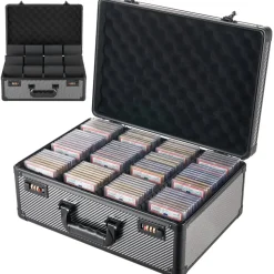 VEVOR Graded Card Case 4 Row 162 PSA Slab Storage Box with Combination Lock, Baseball Sports Trading Cards Holder Collector with 12 Dividers, Holds 130 SGC 115 BGS 585 Top Loaders & 999+ Loose Cards