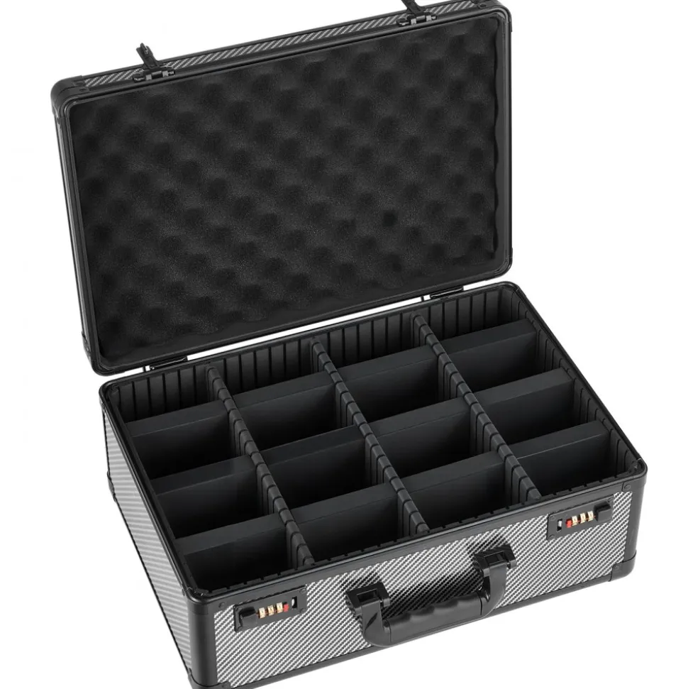VEVOR Graded Card Case 4 Row 162 PSA Slab Storage Box with Combination Lock, Baseball Sports Trading Cards Holder Collector with 12 Dividers, Holds 130 SGC 115 BGS 585 Top Loaders & 999+ Loose Cards