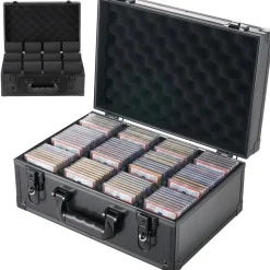 VEVOR Graded Card Case 4 Row 120 PSA Slab Storage Box with Secure Lock, Baseball Sports Trading Cards Holder Collector with 12 Dividers, Key, Holds 95 SGC 85 BGS 435 Top Loaders & 999+ Loose Cards