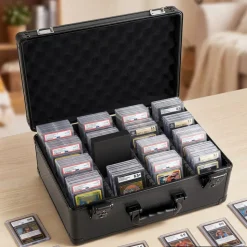 VEVOR Graded Card Case 4 Row 152 PSA Slab Storage Box TSA Approved Lock, Baseball Sports Trading Cards Holder Collector, with 12 Dividers, Holds 120 SGC 100 BGS 550 Top Loaders & 999+ Loose Cards