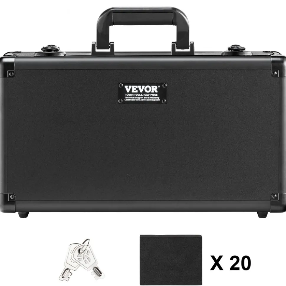 VEVOR Graded Card Storage Box, 4 Slots, Graded Sports Cards Holder Carrying Case with Key Lock Foam Dividers, for 108 PSA Graded Cards 76 BGS Cards 84 SGC Cards 388 Top Loaders or 999+ Loose Cards
