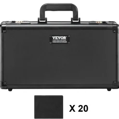 VEVOR Graded Card Storage Box, 4 Slots, Graded Sports Cards Holder Carrying Case with Key Lock Foam Dividers, for 96 PSA Graded Cards 68 BGS Cards 76 SGC Cards 348 Top Loaders or 999+ Loose Cards