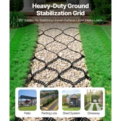 VEVOR Gravel Grid, 2 Inch Depth, 32.81 x 9.84 FT / 10000 x 3000 mm, 1880 LBS Per Sq ft Grass Ground Retainer, Permeable Geo Grids Driveway Stabilization, for Garden, Patio, Walkway, RV Parking Slopes